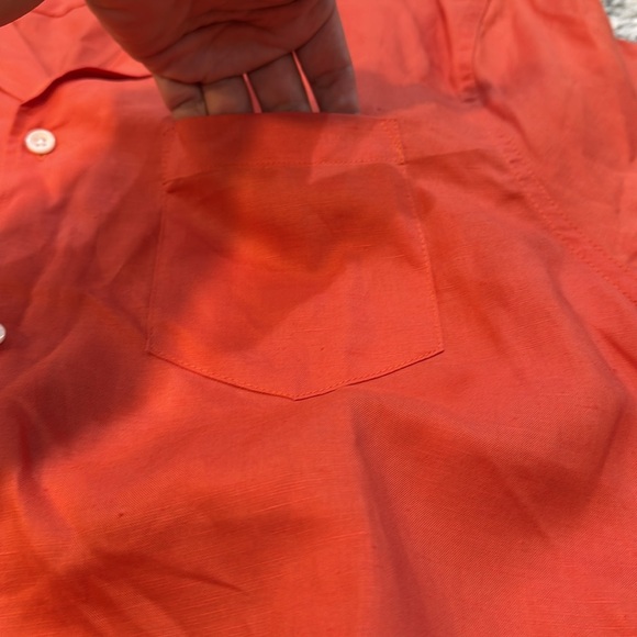 Create Unison | Linen Tencel Blend Button Up Shirt in Orange Size L Large - Picture 10 of 11
